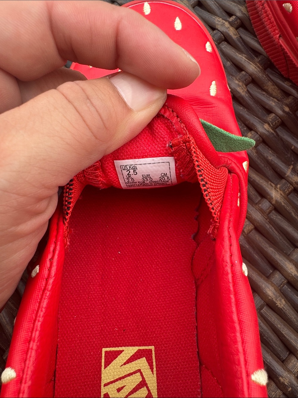 Vans Kids Strawberry Slip-On Sneakers - Red with Green Accents - Picture 4 of 4